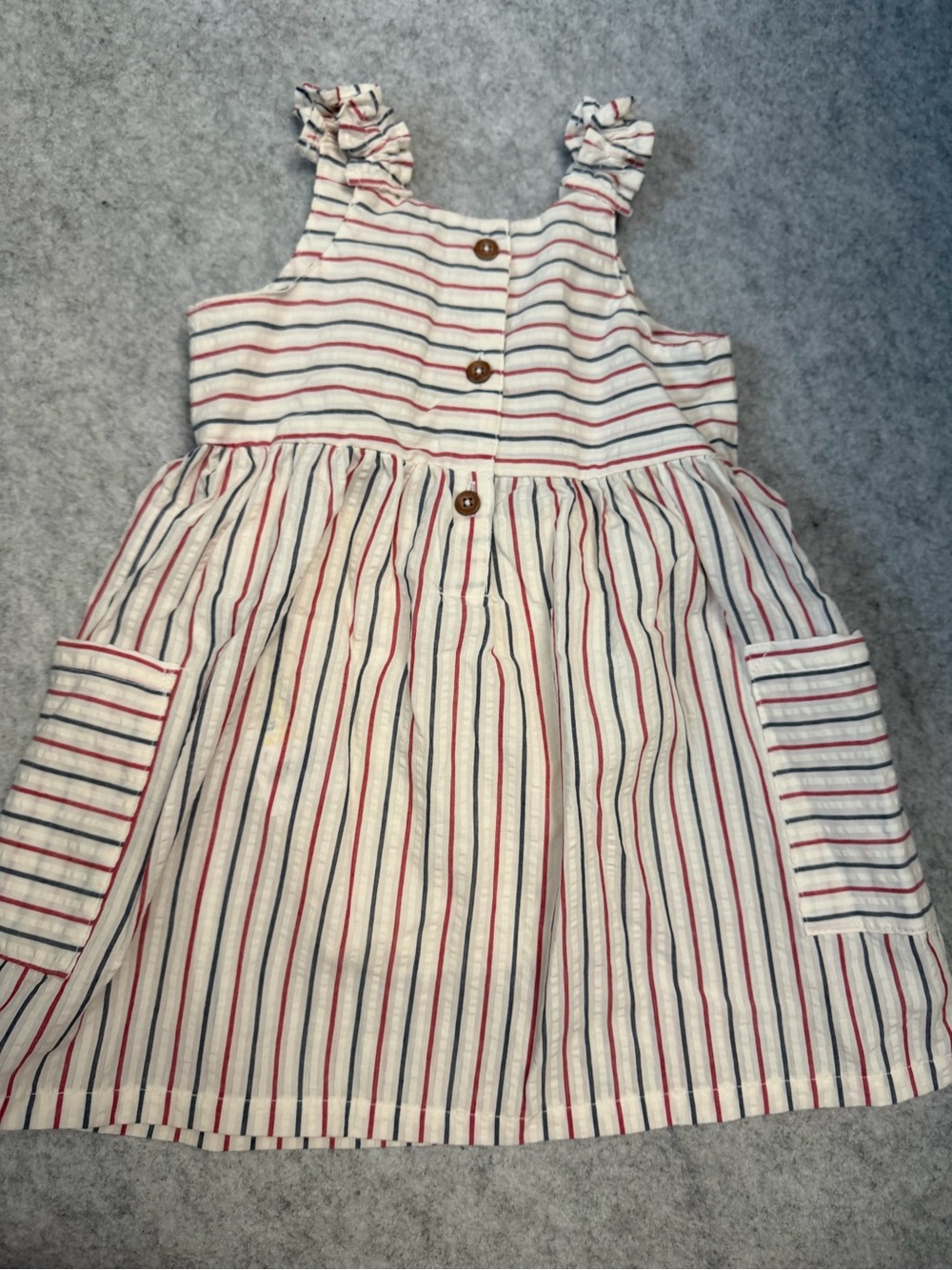 Carter's White Sundress with Red & Navy Stripes 12mo